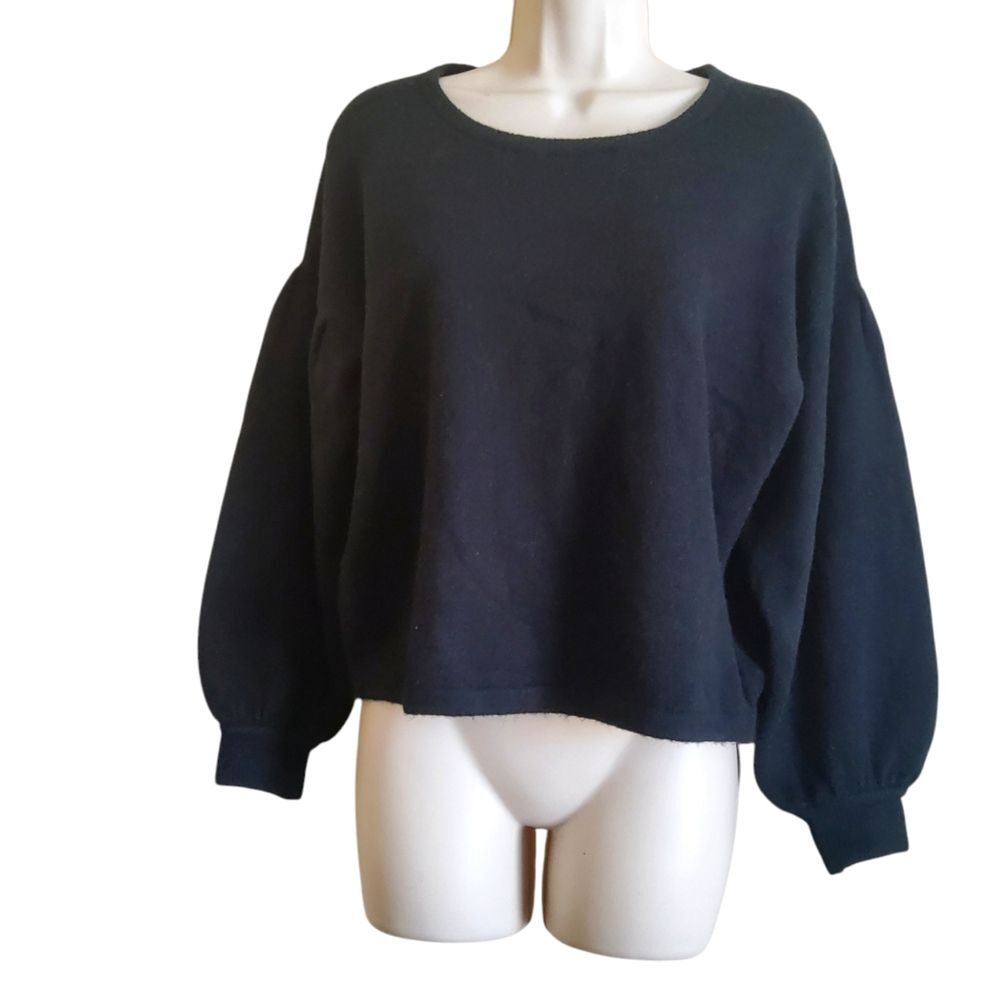 Revolve One Grey Day Baloon Sleeve Pullover Sweater XS Black New